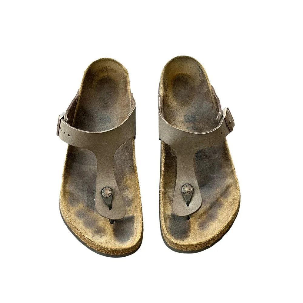 Birkenstock Gizeh Mens Mocha Brown Birko-Flor Thong Sandals Size 42 EU 9-9.5 US
